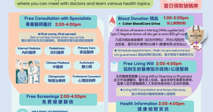 【2025 社區健康日】8月2日（星期六）下午2點